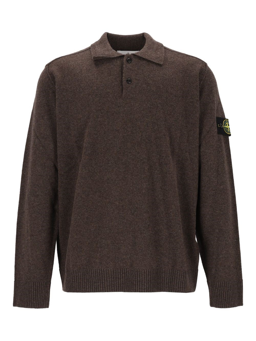 Stone Island Lightweight Wool Polo Sweater Geelong Rws - Brown