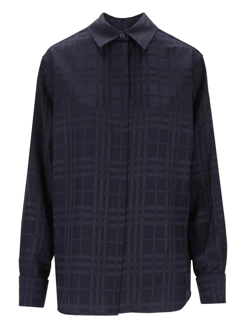 Burberry Check Silk Shirt - Blue