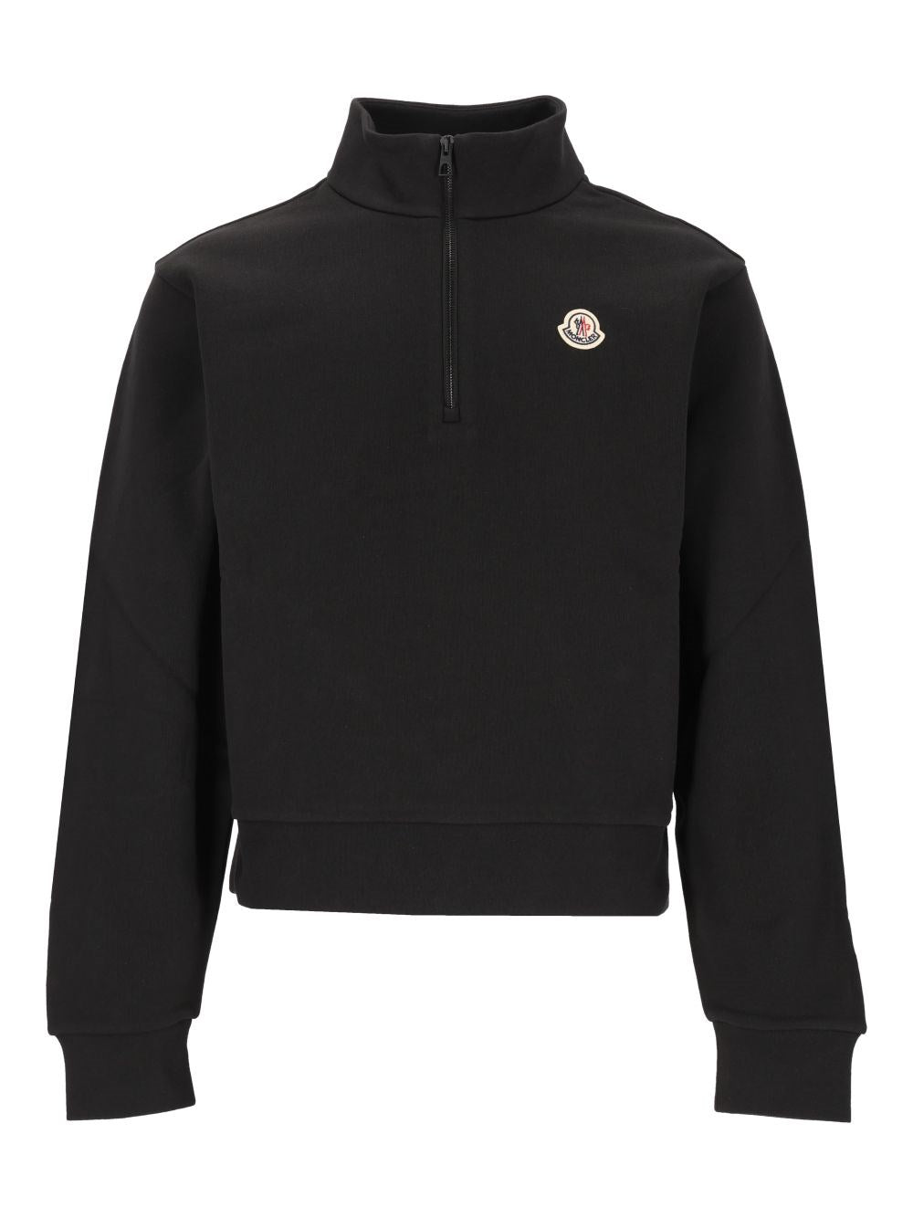 Moncler Cotton Zip-Up Sweatshirt With Logo - Black