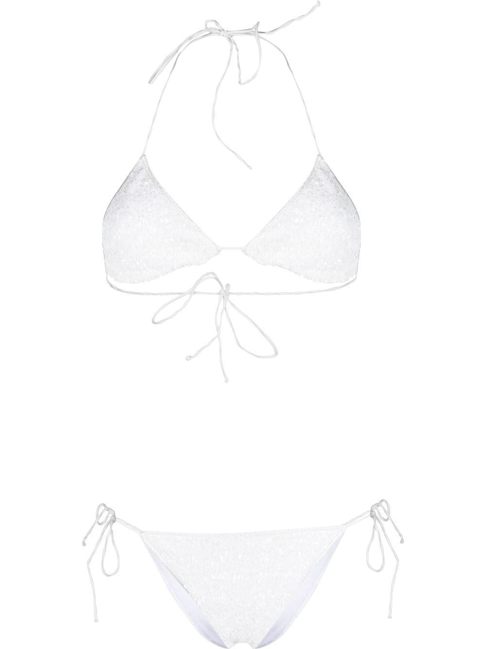 Oseree Micro Bikini In Sequins - White