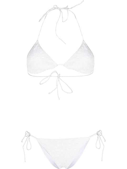 Oseree Micro Bikini In Sequins - White