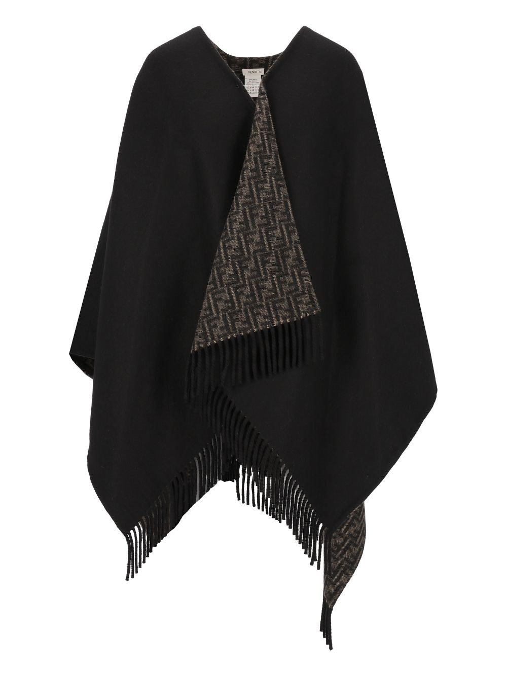 Fendi Wool And Cashmere Poncho Ff Zucca - Brown