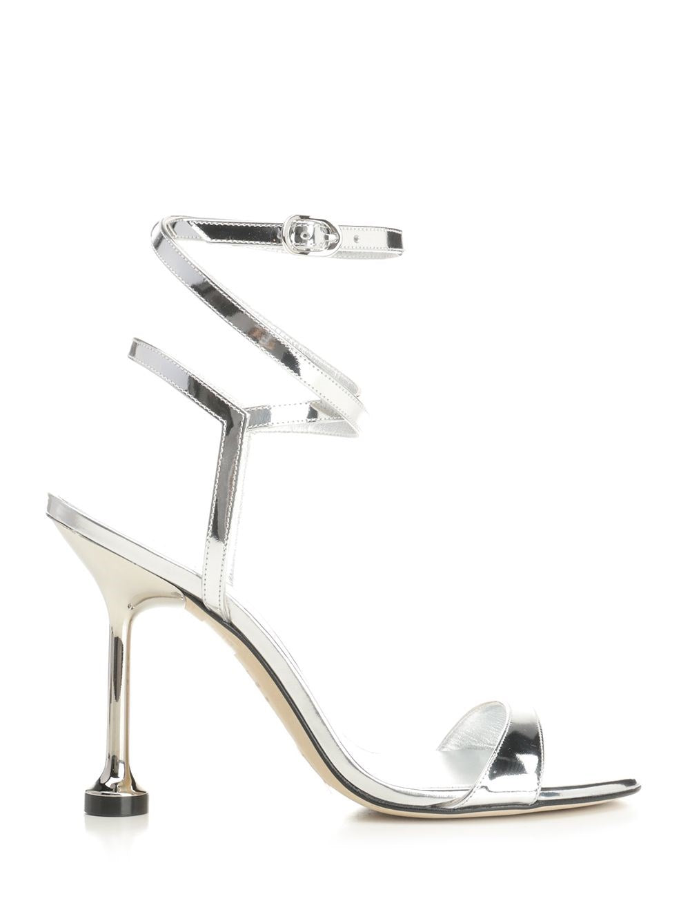 Stuart Weitzman Nudistini Wrap 100 Heel Sandal - Silver