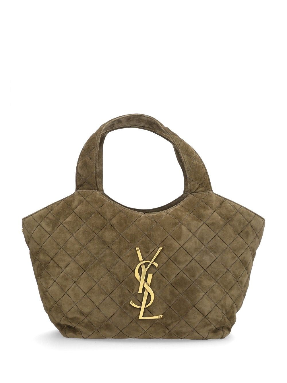 Saint Laurent Medium Icare Bag In Quilted Suede - Green