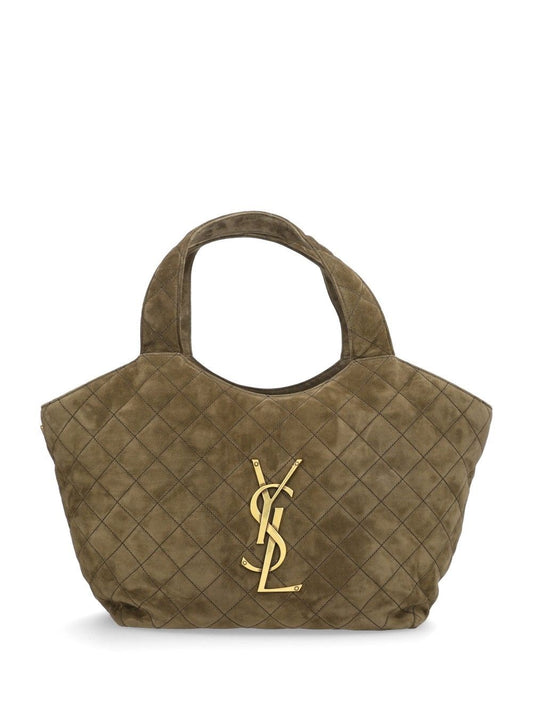 Saint Laurent Medium Icare Bag In Quilted Suede - Green