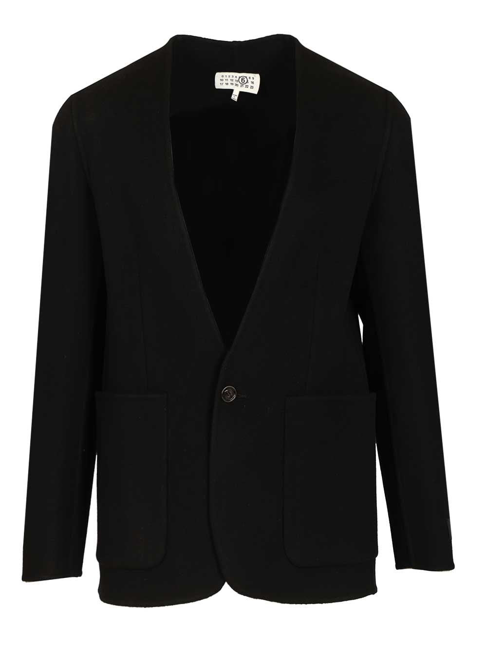 Mm6 Maison Margiela Single-Breasted Wool Jacket - Black