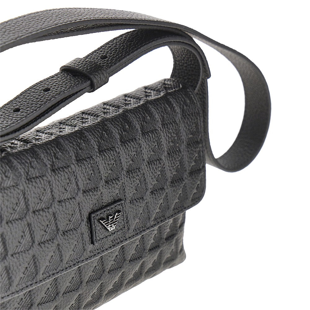 Emporio Armani Embossed leather pouch with strap