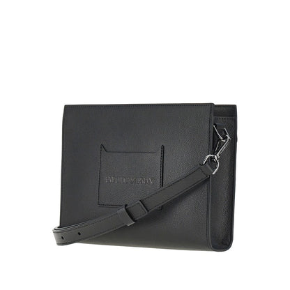 EMPORIO ARMANI Grained leather pouch with shoulder strap