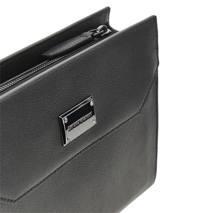 EMPORIO ARMANI Grained leather pouch with shoulder strap