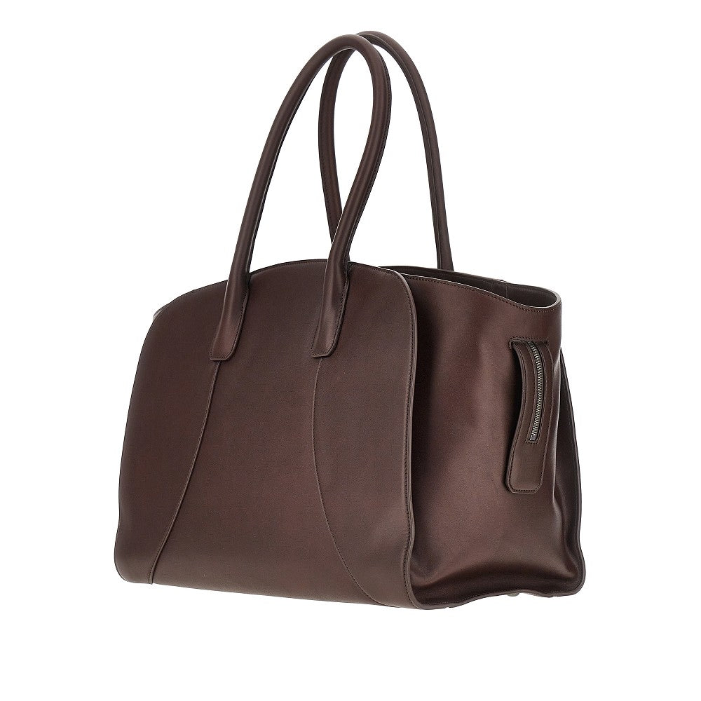 EMPORIO ARMANI Smooth leather tote bag with logo plate