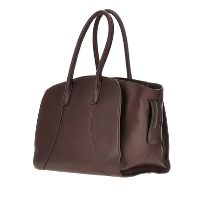 EMPORIO ARMANI Smooth leather tote bag with logo plate