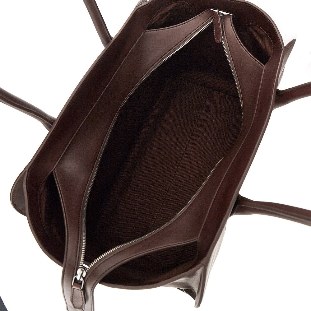 EMPORIO ARMANI Smooth leather tote bag with logo plate