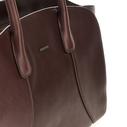 EMPORIO ARMANI Smooth leather tote bag with logo plate