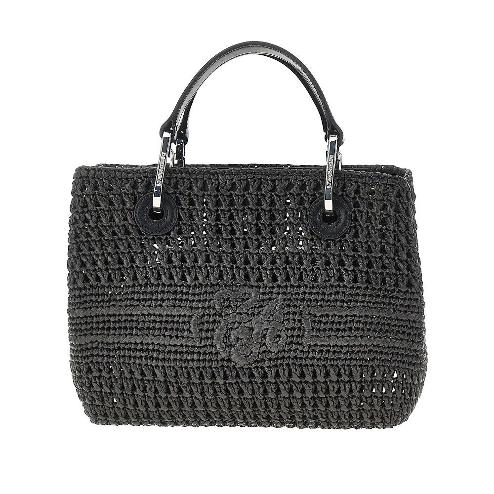 EMPORIO ARMANI Woven raffia small MyEA Bag
