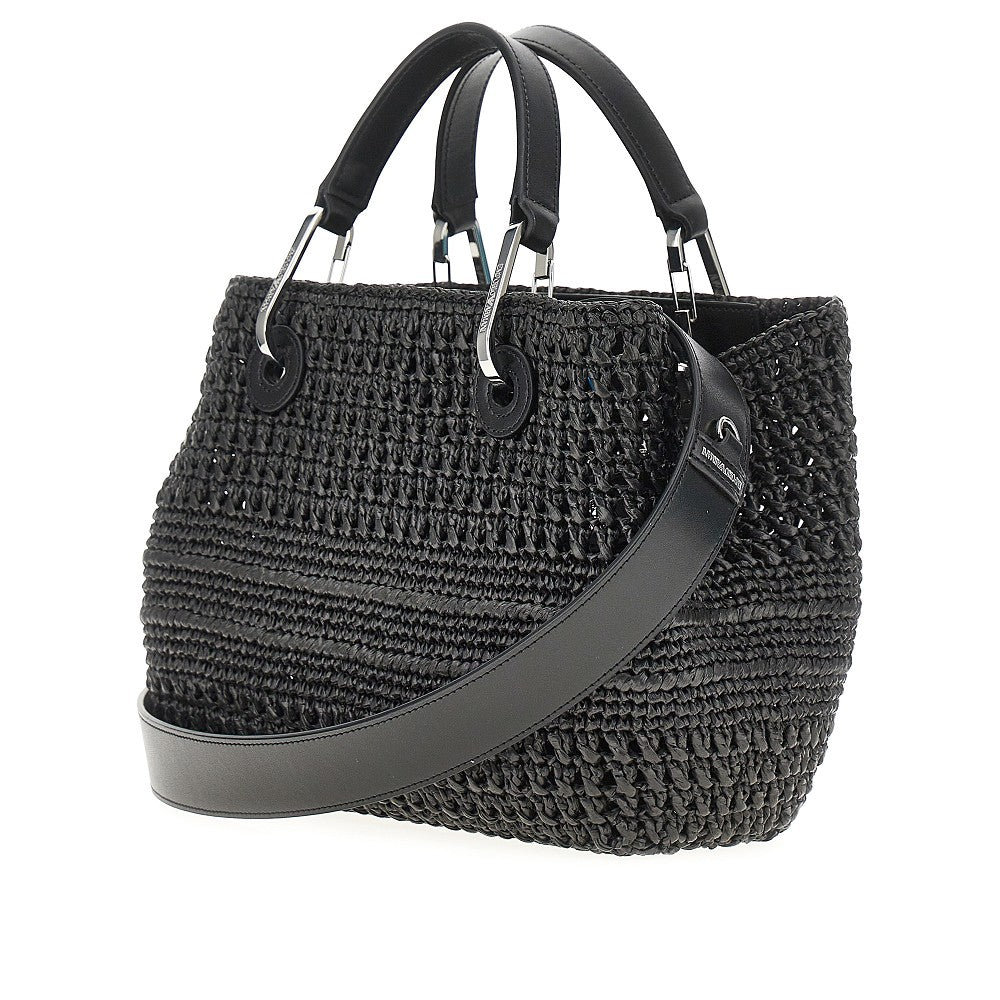 EMPORIO ARMANI Woven raffia small MyEA Bag