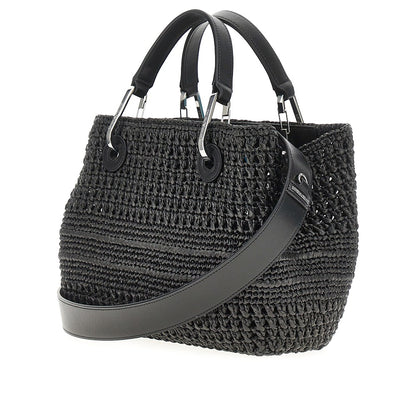 EMPORIO ARMANI Woven raffia small MyEA Bag