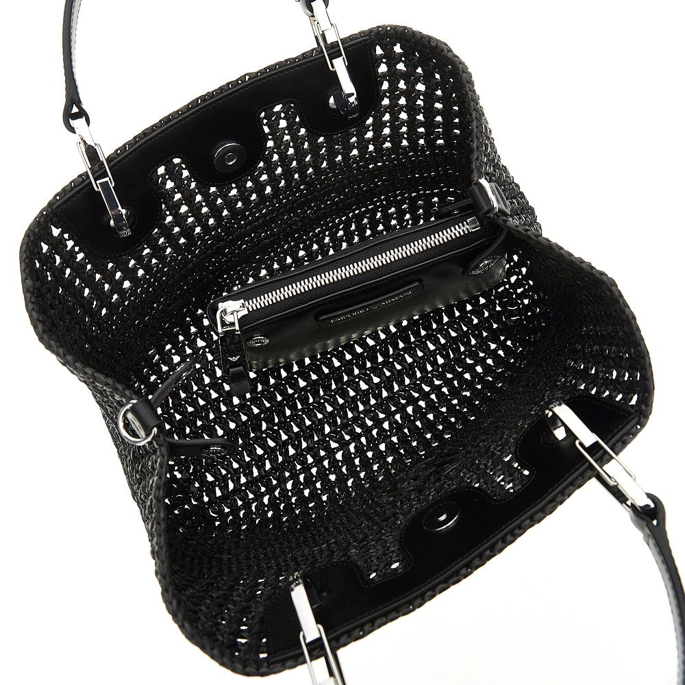 EMPORIO ARMANI Woven raffia small MyEA Bag
