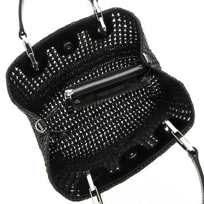 EMPORIO ARMANI Woven raffia small MyEA Bag