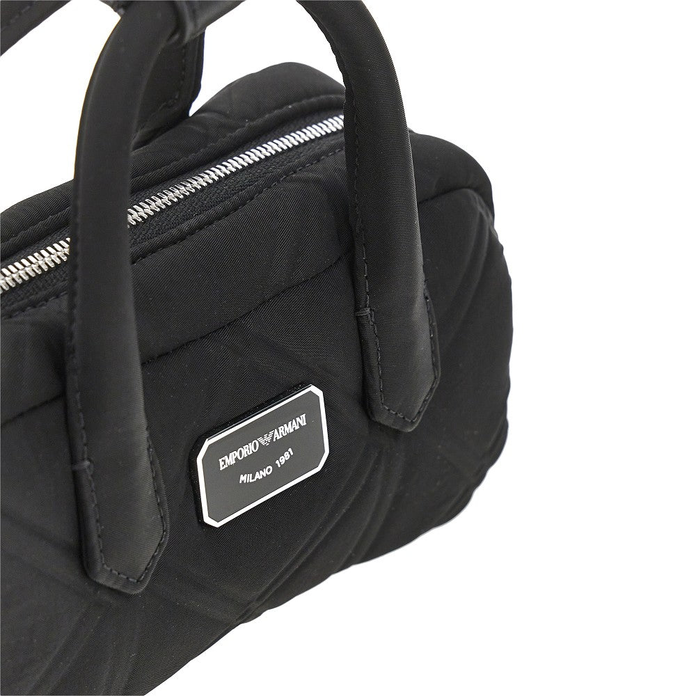 EMPORIO ARMANI Embossed nylon mini bowling bag