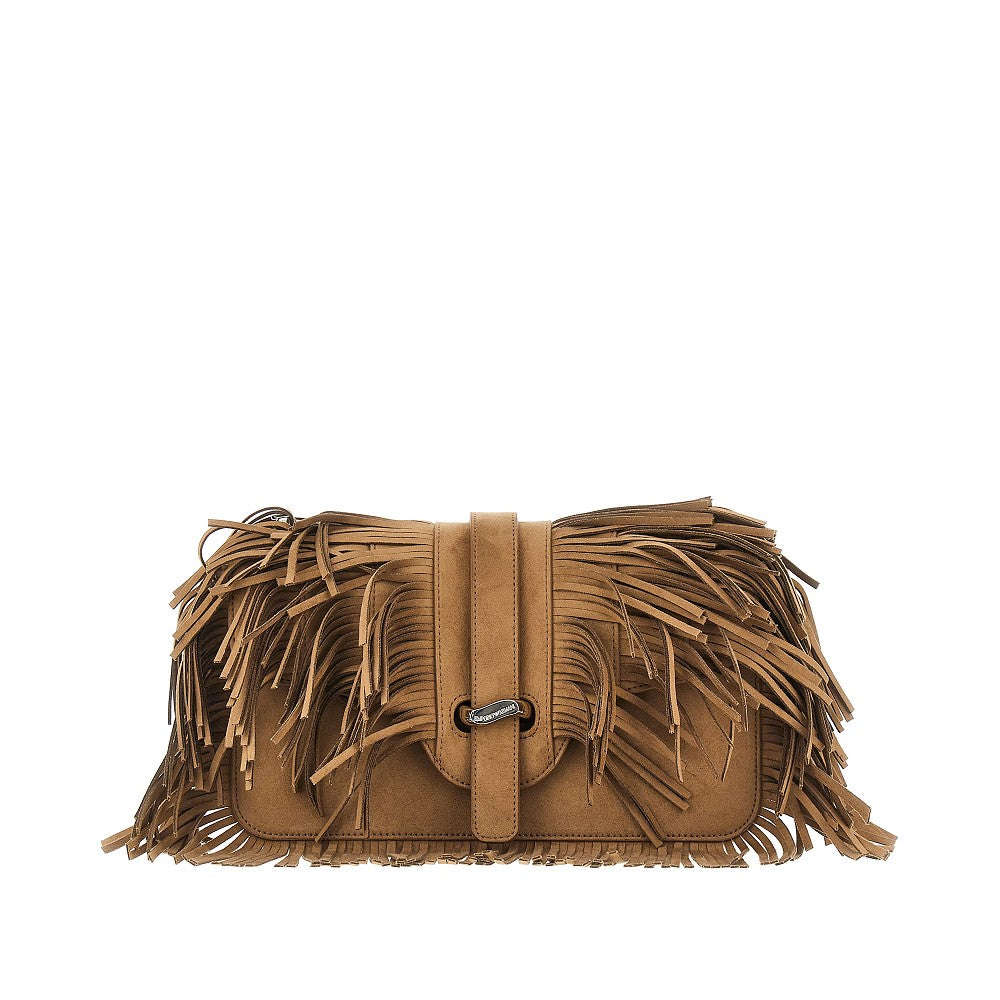 EMPORIO ARMANI Faux suede leather bag with fringes