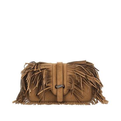EMPORIO ARMANI Faux suede leather bag with fringes