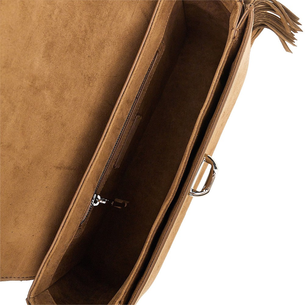 EMPORIO ARMANI Faux suede leather bag with fringes