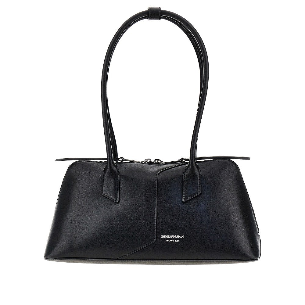 EMPORIO ARMANI Leather shoulder bag with lettering logo