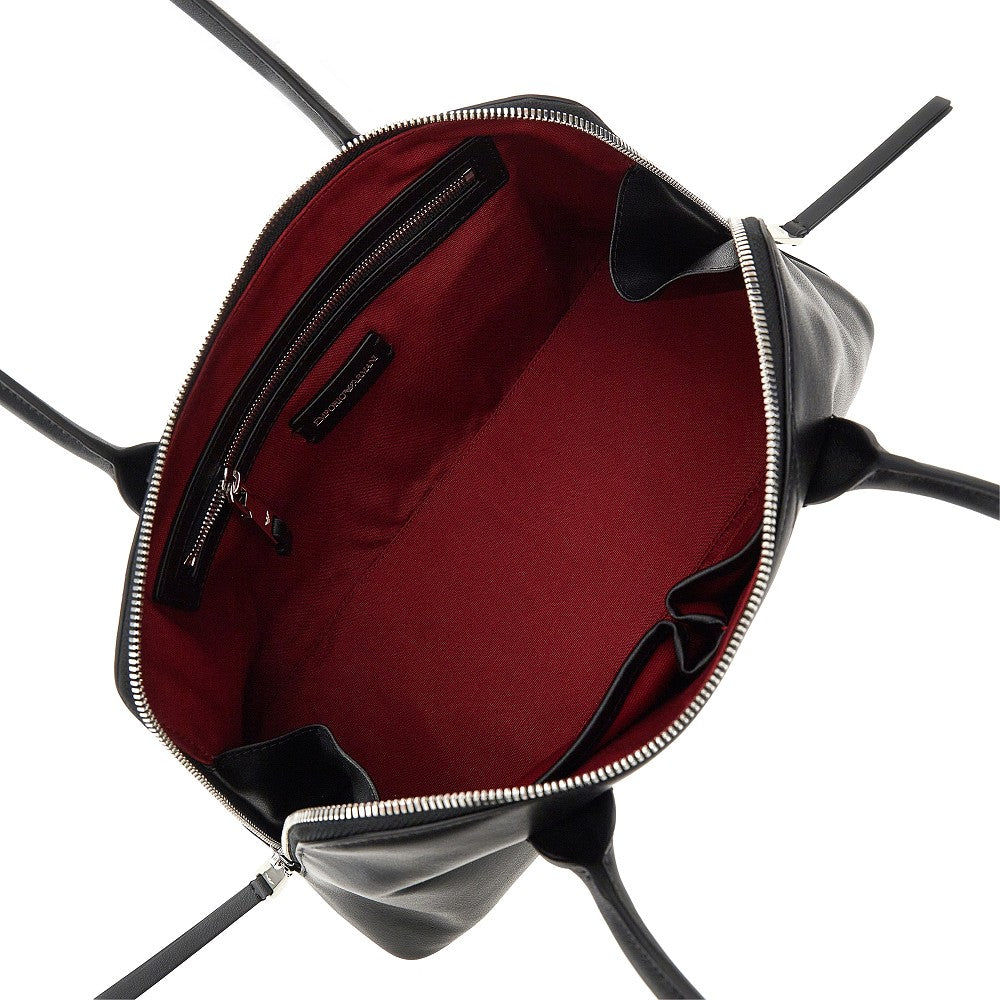 EMPORIO ARMANI Leather shoulder bag with lettering logo