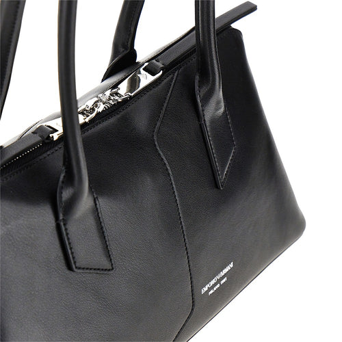 EMPORIO ARMANI Leather shoulder bag with lettering logo