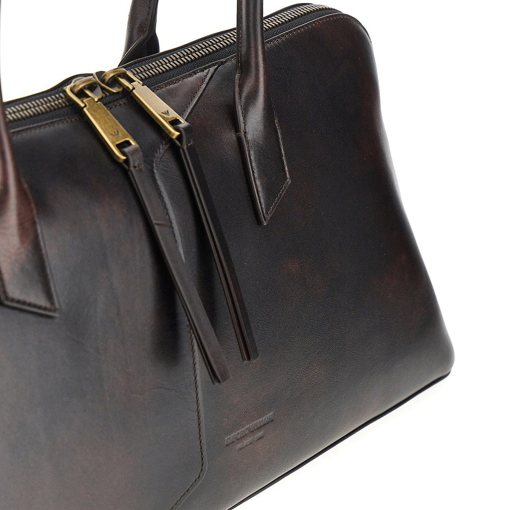 Emporio Armani Old effect leather shoulder bag