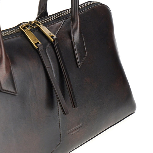 Emporio Armani Old effect leather shoulder bag