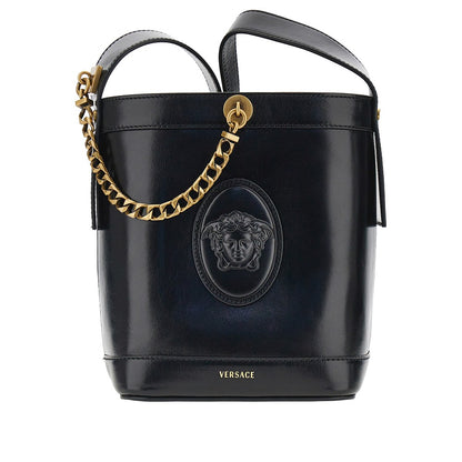 VERSACE Leather bucket bag with Medusa patch