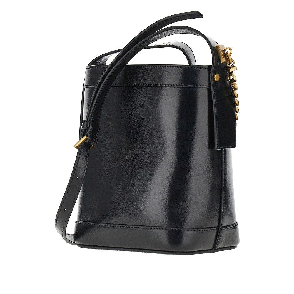 VERSACE Leather bucket bag with Medusa patch