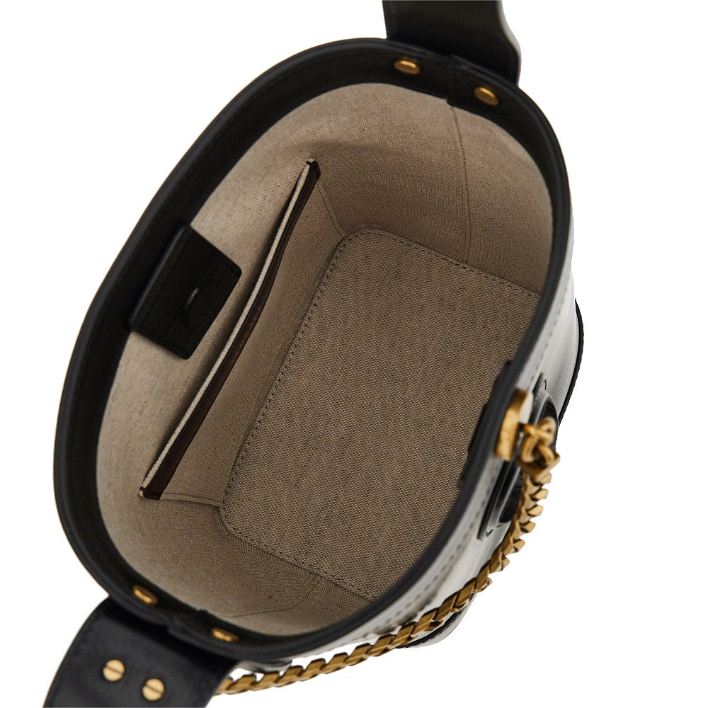 VERSACE Leather bucket bag with Medusa patch