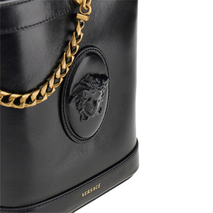 VERSACE Leather bucket bag with Medusa patch