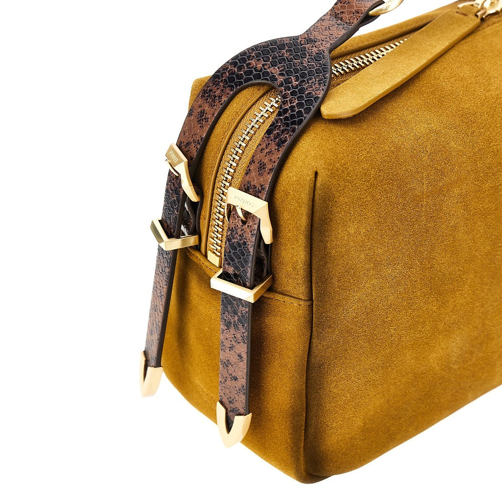 PINKO Suede leather medium 'Keeper' shoulder bag