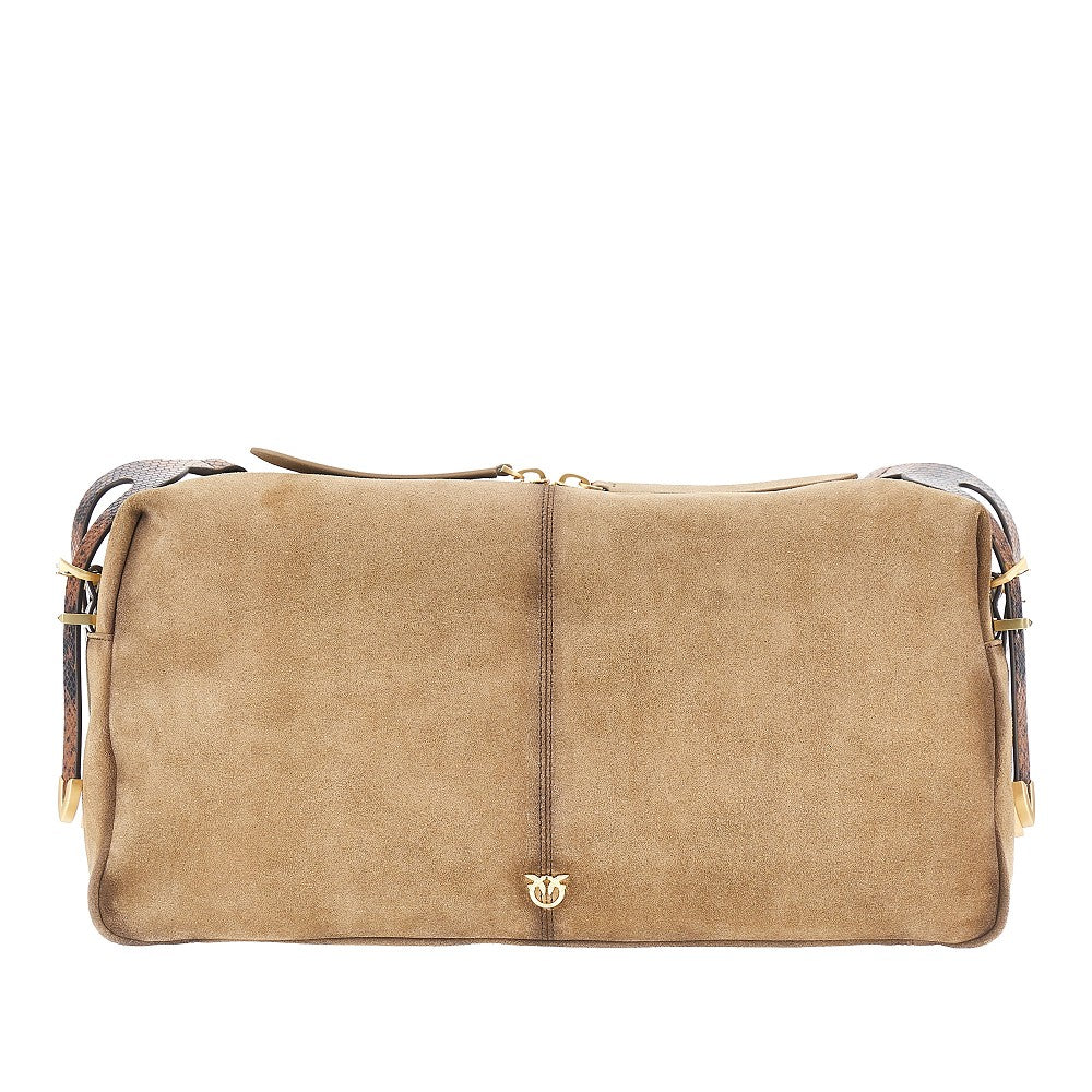 PINKO Suede leather large 'Keeper' shoulder bag