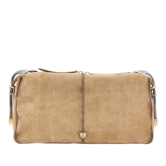 PINKO Suede leather large 'Keeper' shoulder bag