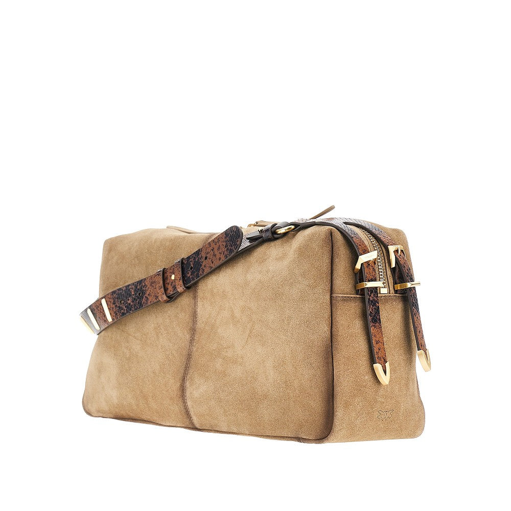 PINKO Suede leather large 'Keeper' shoulder bag