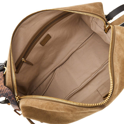 PINKO Suede leather large 'Keeper' shoulder bag
