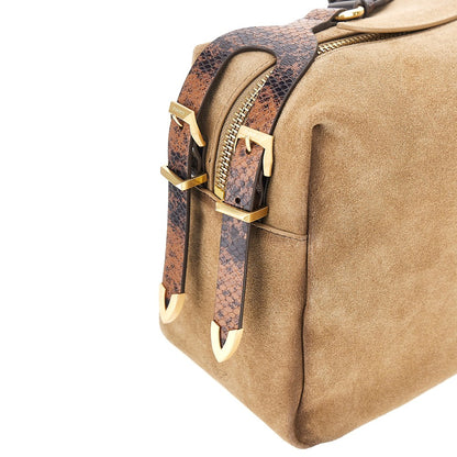 PINKO Suede leather large 'Keeper' shoulder bag