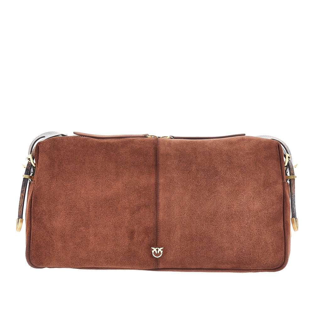 PINKO Suede leather large 'Keeper' shoulder bag