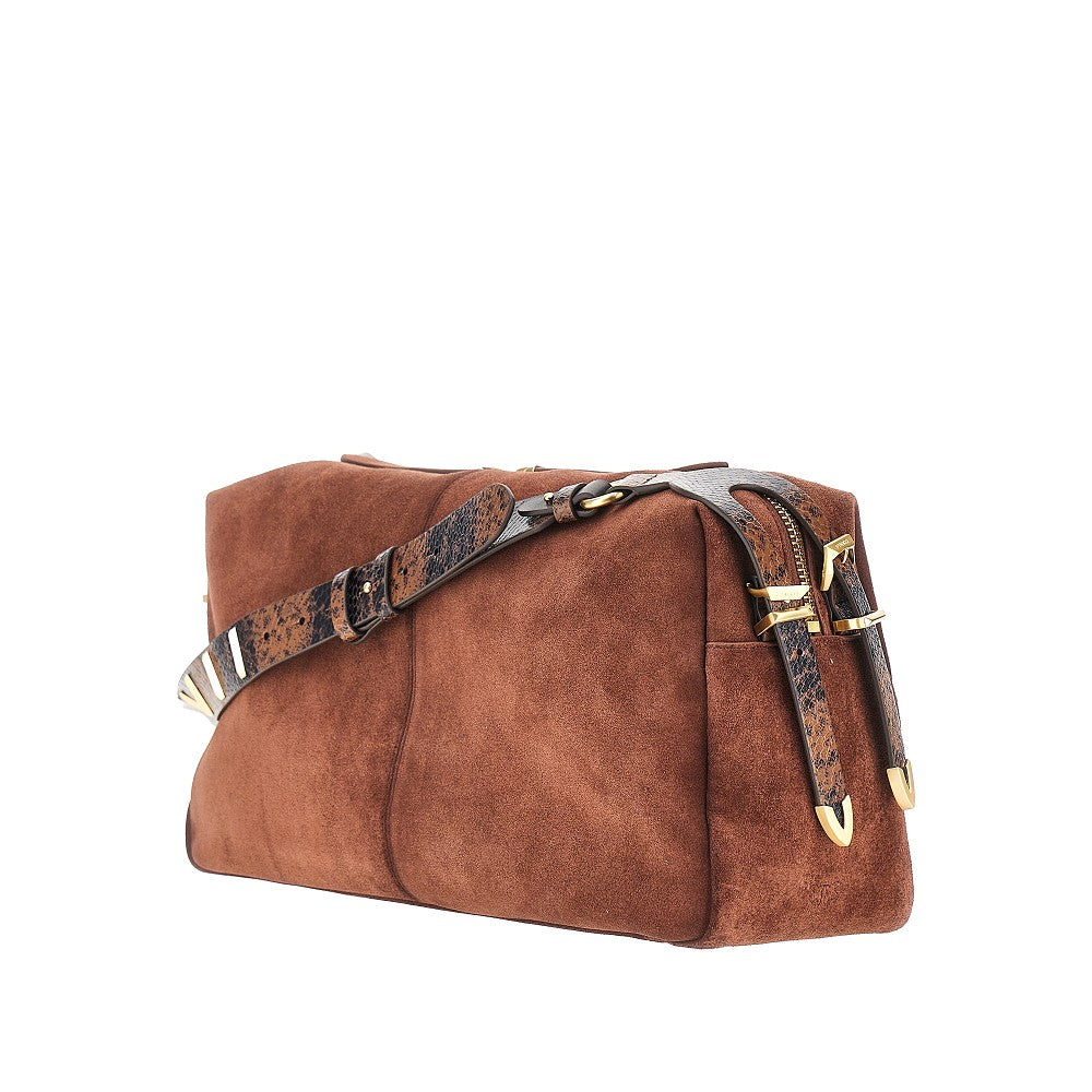 PINKO Suede leather large 'Keeper' shoulder bag