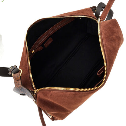 PINKO Suede leather large 'Keeper' shoulder bag