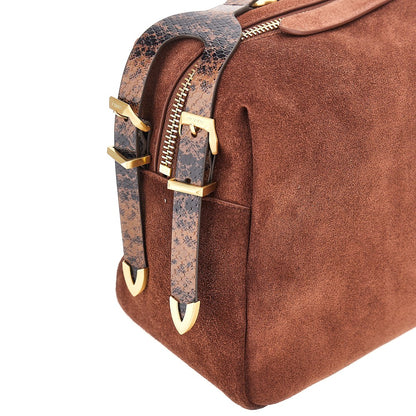 PINKO Suede leather large 'Keeper' shoulder bag