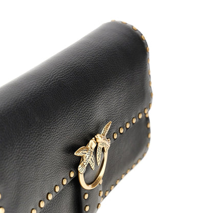PINKO Love One Slouchy' leather bag with studs