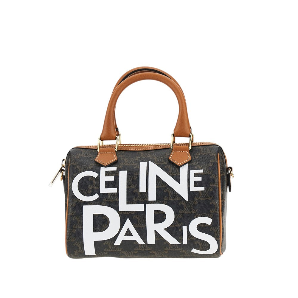 Celine Printed Triomphe canvas small Boston bag