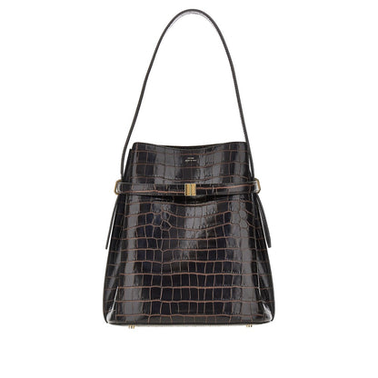 TOTEME Croco-embossed leather Belted bucket bag