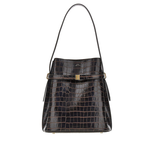 TOTEME Croco-embossed leather Belted bucket bag