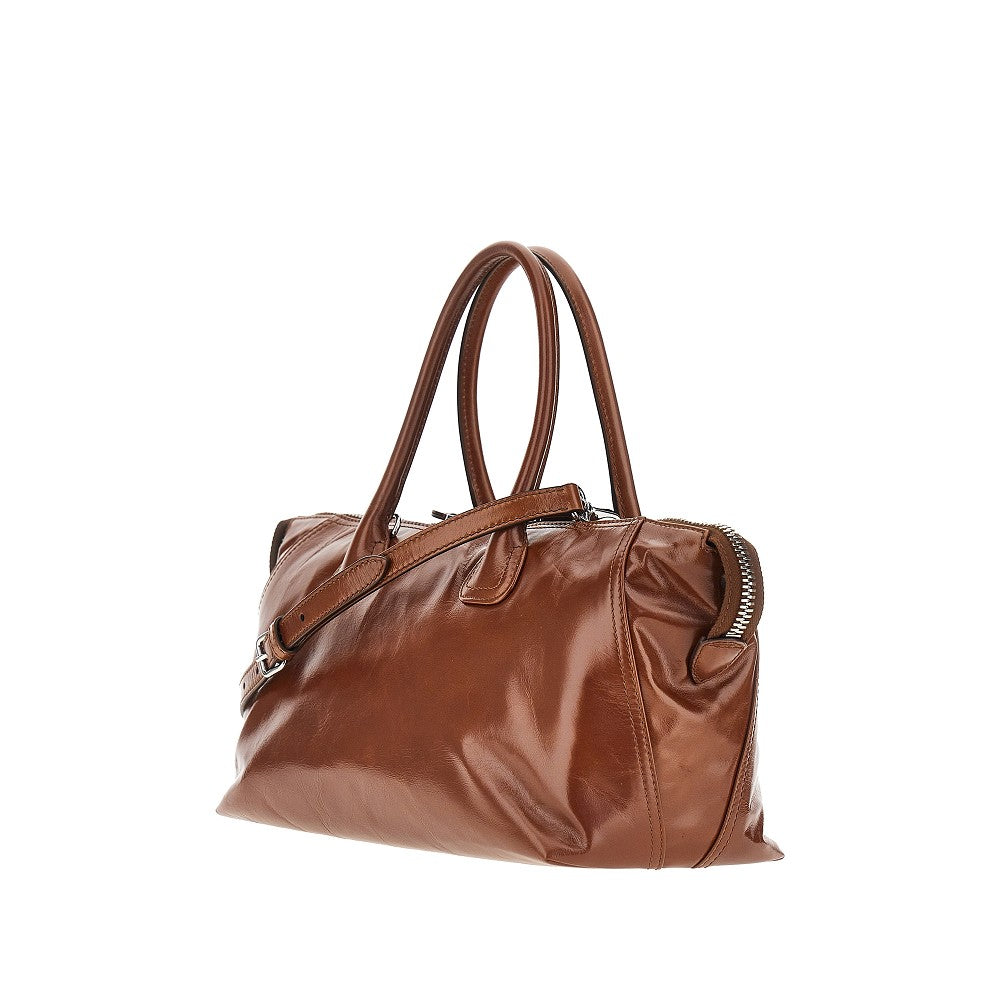 MIU MIU Glossy leather bag with embossed logo